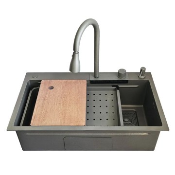 ID 7545-GC мийка PROFI 750x450x215мм,(3.0/0.8мм),сифон. дозат. 2 кош, дошк, зміщувач PVD Grey {1/1}