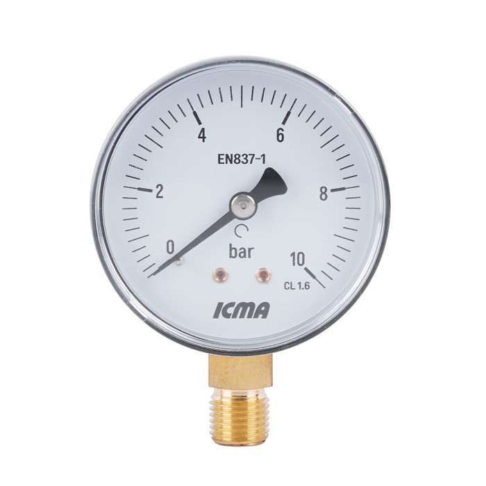 Манометр Icma 1/4" 0-6 бар, нижнє підключення №244 Манометр Icma 1/4" 0-6 бар, нижнє підключення №244