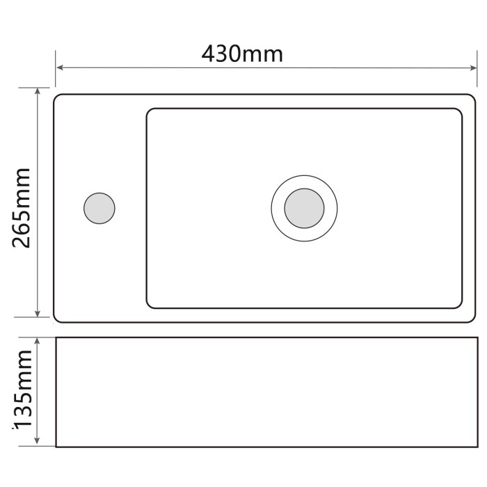 Раковина підвісна Mixxus Premium QUADRO-1201-R 430х265х135mm з отвором під змішувач (MP6504)
