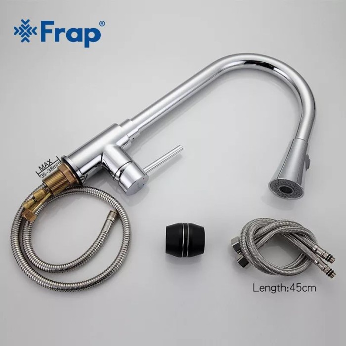 Змішувач для кухні Frap F6052 з висувним виливом, 2 режими, хром Змішувач для кухні Frap F6052 з висувним виливом, 2 режими, хром