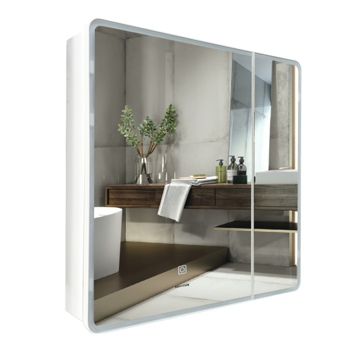 Дзеркальна шафка Mixxus Premium Olivary CM01-70x70x13 з LED Touch, димером, регулятором яскравості (MI8295) Дзеркальна шафка Mixxus Premium Olivary CM01-70x70x13 з LED Touch, димером, регулятором яскравості (MI8295)
