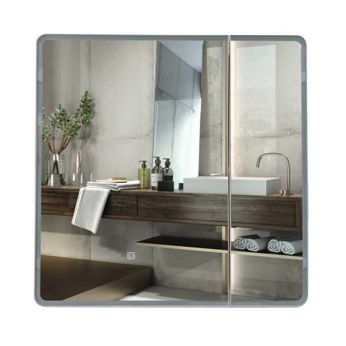 Дзеркальна шафка Mixxus Premium Olivary CM01-70x70x13 з LED Touch, димером, регулятором яскравості (MI8295) Дзеркальна шафка Mixxus Premium Olivary CM01-70x70x13 з LED Touch, димером, регулятором яскравості (MI8295)