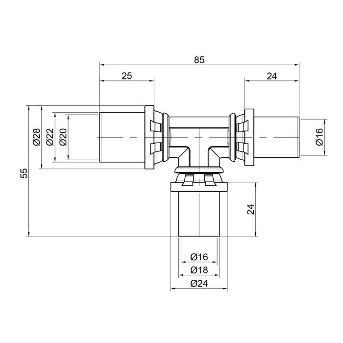 Трійник прес Icma 16х16х20 №406 Трійник прес Icma 16х16х20 №406
