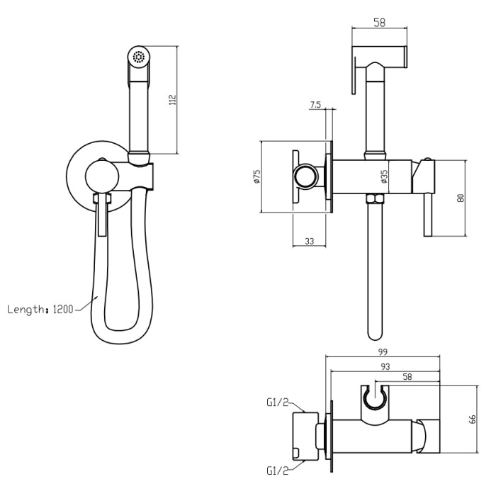 Змішувач для гігієнічного душу Mixxus Premium Hans 002-A Inner Graphite з лійкою (Колір графіт) (MI6921) Змішувач для гігієнічного душу Mixxus Premium Hans 002-A Inner Graphite з лійкою (Колір графіт) (MI6921)