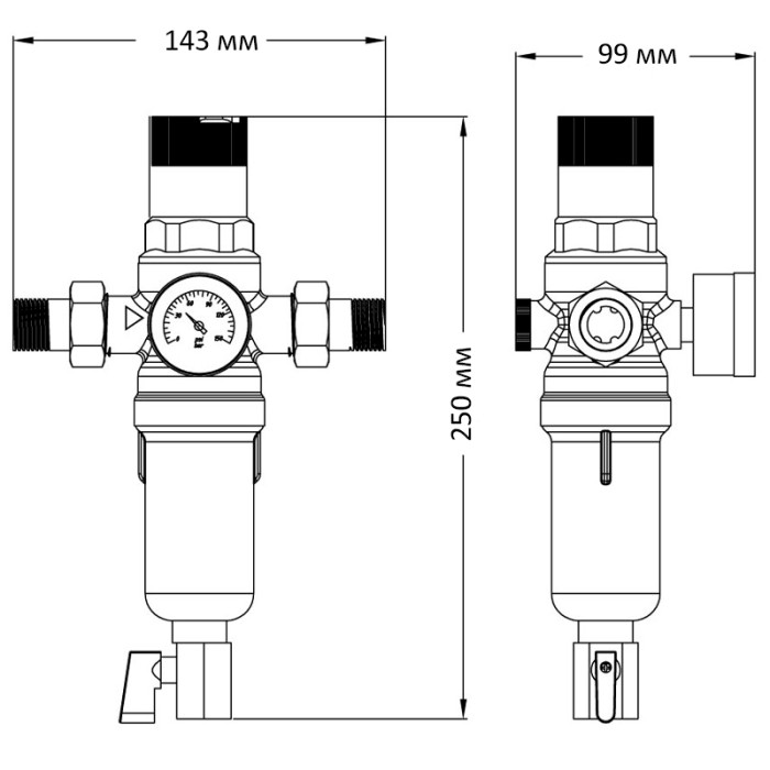 Фільтр самоочисний з редуктором тиску та манометром Koer KR.1242 - 1/2" ЗР (KR3187) Фільтр самоочисний з редуктором тиску та манометром Koer KR.1242 - 1/2" ЗР (KR3187)