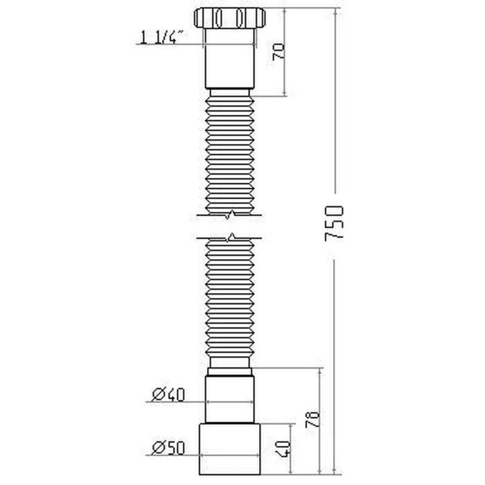 Гнучка труба Waterstal АС-1015 1 1/4″х40/50 з гайкою, 750мм Гнучка труба Waterstal АС-1015 1 1/4″х40/50 з гайкою, 750мм