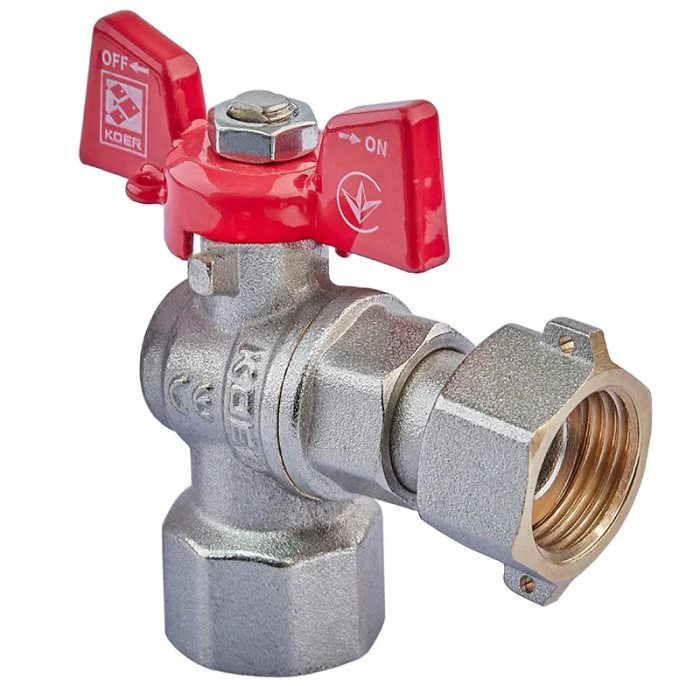 Кран кутовий з накидною гайкою Koer KR.223 - 1/2" ГГБ (KR4773) Кран кутовий з накидною гайкою Koer KR.223 - 1/2" ГГБ (KR4773)