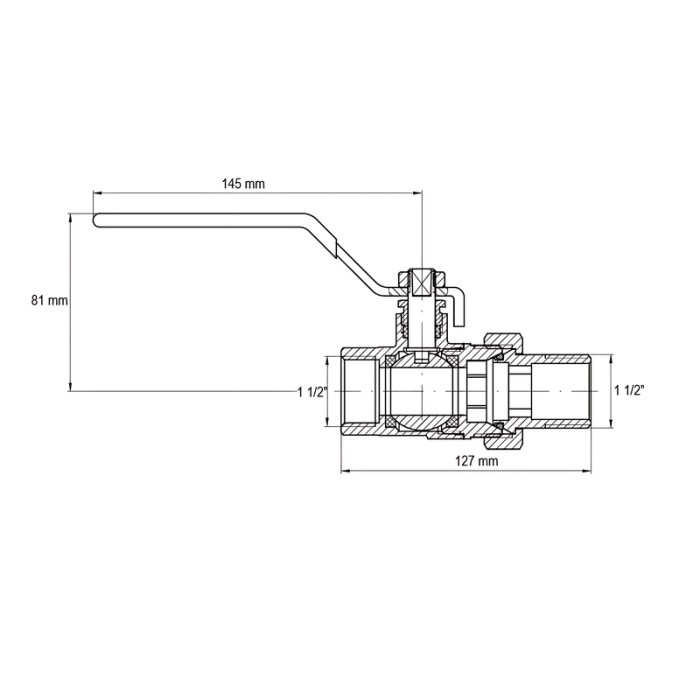 Кран з американкою Koer KR.229 - 1 1/2" ручка важіль (KR5664) Кран з американкою Koer KR.229 - 1 1/2" ручка важіль (KR5664)