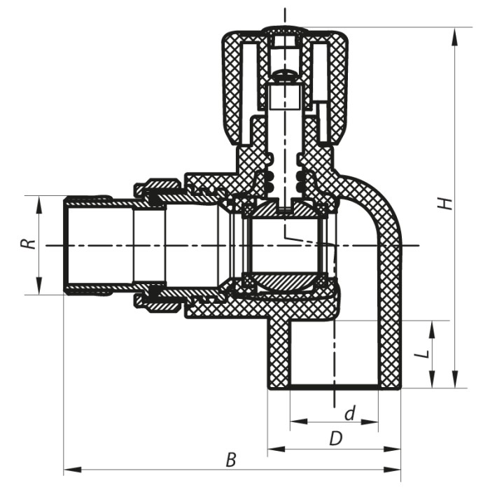 Кран радіаторний 20x1/2 кутовий PPR KOER K0157.PRO (KP0201) Кран радіаторний 20x1/2 кутовий PPR KOER K0157.PRO (KP0201)