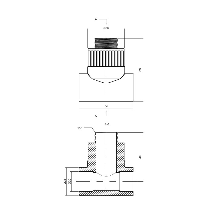 Трійник PPR Thermo Alliance 20х1/2"х20 ЗР Трійник PPR Thermo Alliance 20х1/2"х20 ЗР