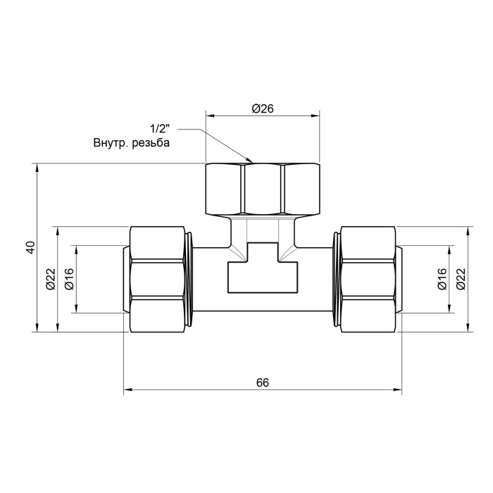 Трійник обтискний Thermo Alliance Standart 16х1/2"х16 ВР SD159W161516 Трійник обтискний Thermo Alliance Standart 16х1/2"х16 ВР SD159W161516