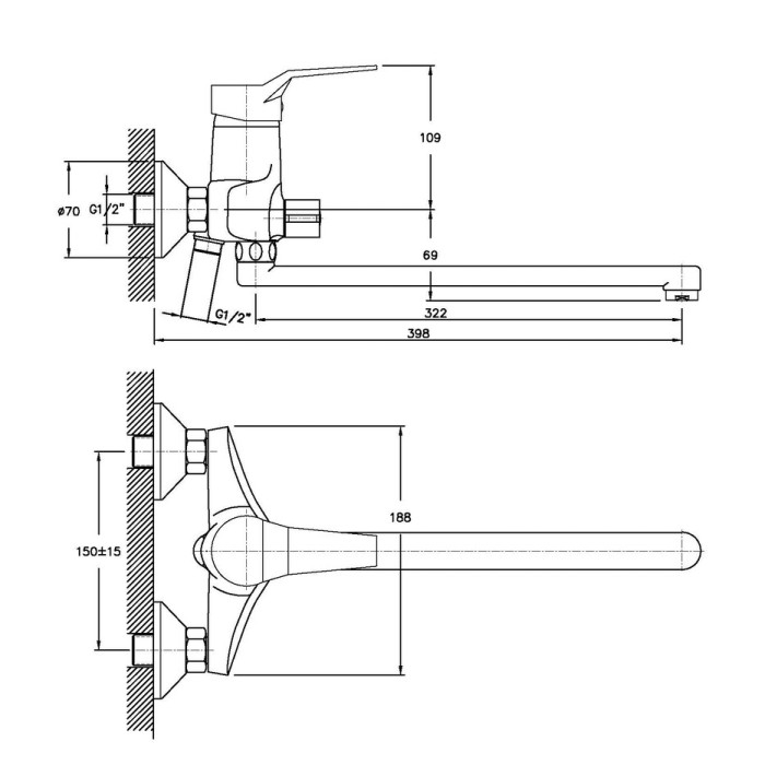 Змішувач для ванни Haiba Zeon 006 (HB0410) Змішувач для ванни Haiba Zeon 006 (HB0410)