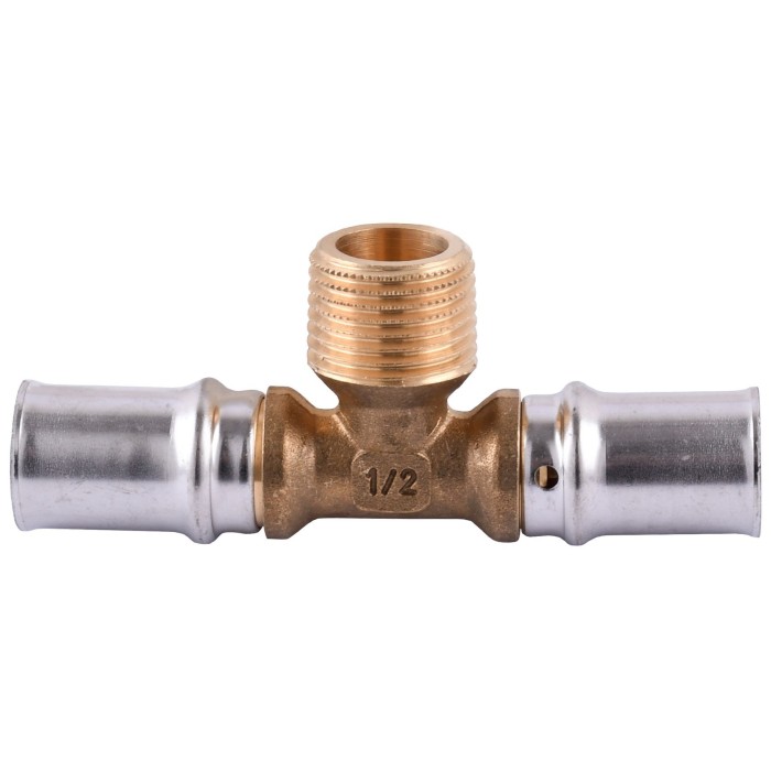 Трійник із зовнішньою різьбою прес APE ITALY AP 133 16х1/2″х16 Трійник із зовнішньою різьбою прес APE ITALY AP 133 16х1/2″х16