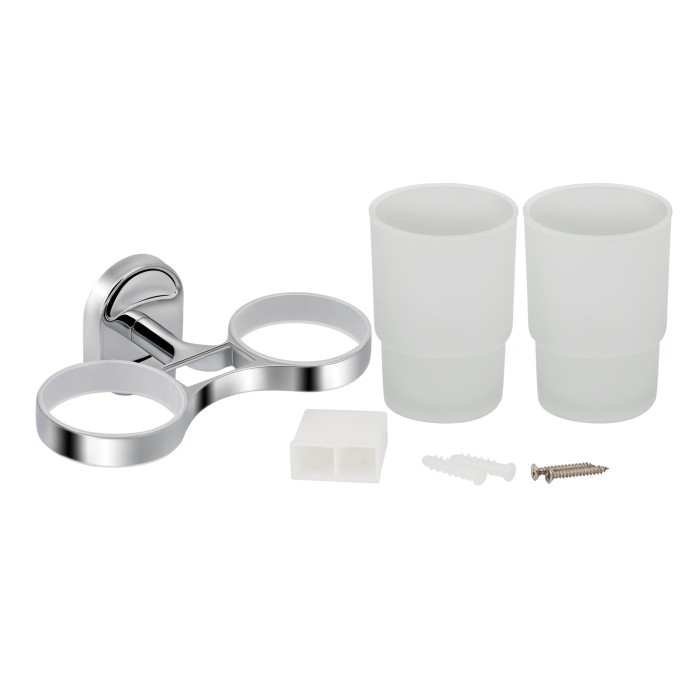 Склянка з тримачем Lidz Oreo 0402 подвійний настінний (матове скло) LDORE0402CRM22164 Chrome Склянка з тримачем Lidz Oreo 0402 подвійний настінний (матове скло) LDORE0402CRM22164 Chrome