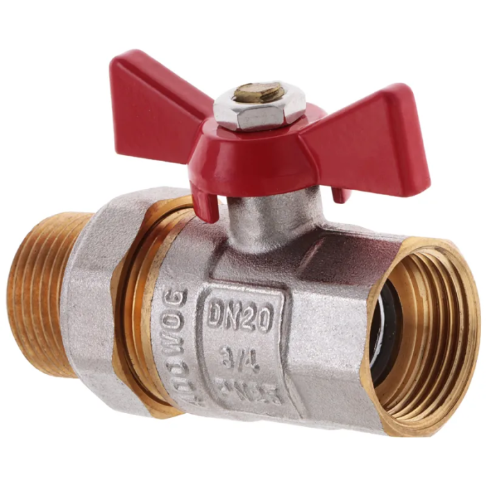 Кран з американкою 3/4" прямий WATERPRO червоний (WP0152) Кран з американкою 3/4" прямий WATERPRO червоний (WP0152)