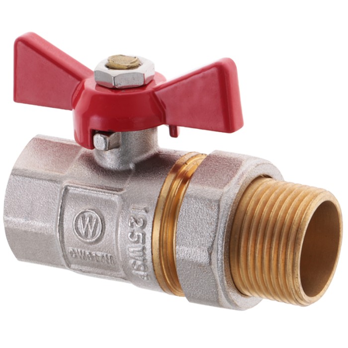 Кран з американкою 3/4" прямий WATERPRO червоний (WP0152) Кран з американкою 3/4" прямий WATERPRO червоний (WP0152)