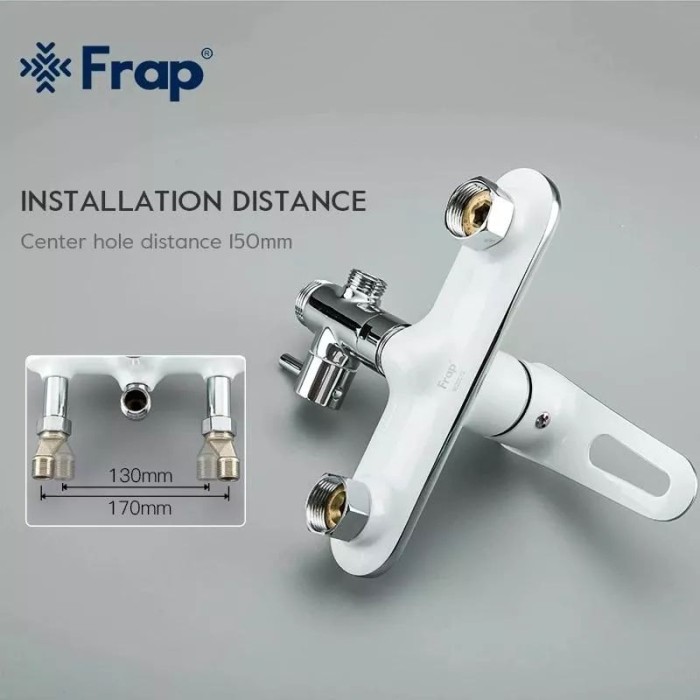 Душева система Frap F2449-20, перемикач на лійку, 3 режими, білий/хром Душева система Frap F2449-20, перемикач на лійку, 3 режими, білий/хром