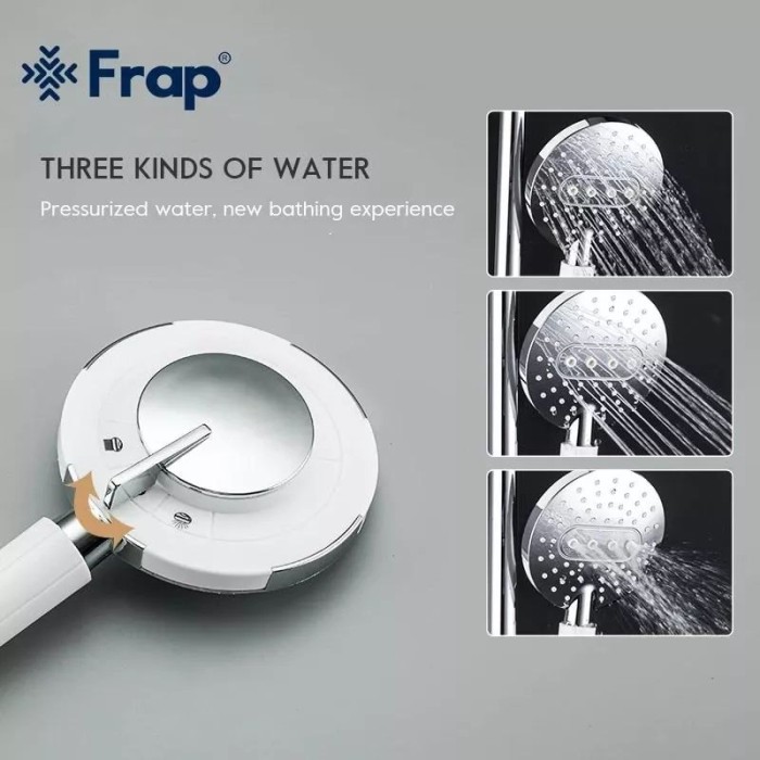 Душева система Frap F2449-20, перемикач на лійку, 3 режими, білий/хром Душева система Frap F2449-20, перемикач на лійку, 3 режими, білий/хром