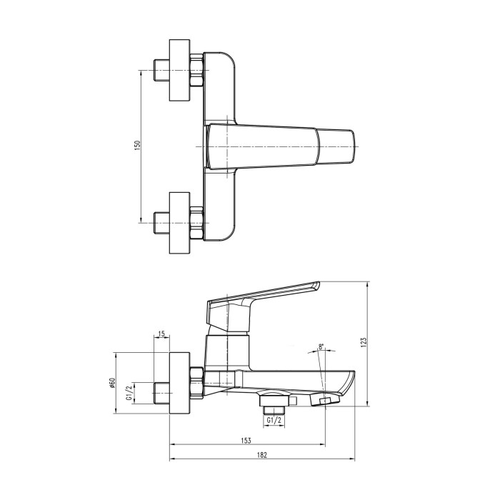 Змішувач для ванни TOPAZ LEXI TL21101A-H57-0 Змішувач для ванни TOPAZ LEXI TL21101A-H57-0