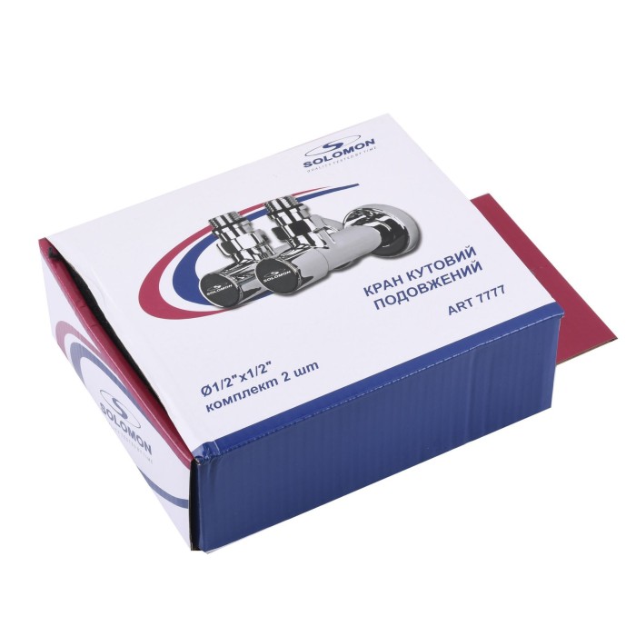 Кран вентильний кутовий з американкою SOLOMON LUX 1/2″ CHROM 7777 (2шт. КОМПЛЕК ) (1уп) Кран вентильний кутовий з американкою SOLOMON LUX 1/2″ CHROM 7777 (2шт. КОМПЛЕК ) (1уп)