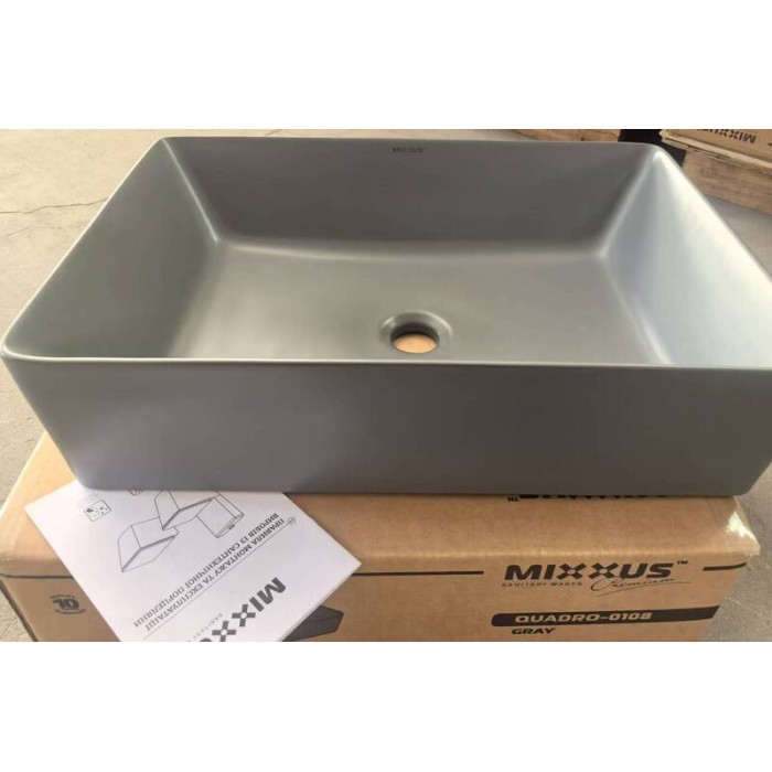 Раковина накладна Mixxus Premium QUADRO-0108 GRAY 550x390x145mm (MP6652) Раковина накладна Mixxus Premium QUADRO-0108 GRAY 550x390x145mm (MP6652)