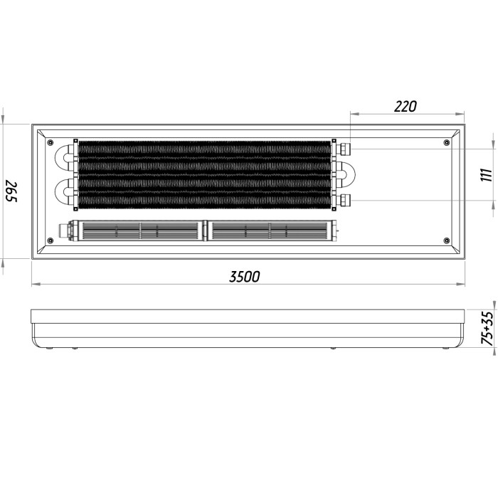 Конвектор ТС80-3500/265-LUX-4wbr (з решіткою) Конвектор ТС80-3500/265-LUX-4wbr (з решіткою)