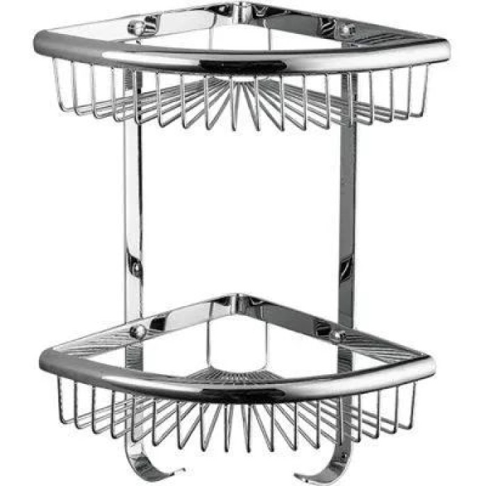 Полиця кутова Frap F352-1, 2-х ярусна, 240х320 мм, нержавіюча сталь, хром Полиця кутова Frap F352-1, 2-х ярусна, 240х320 мм, нержавіюча сталь, хром