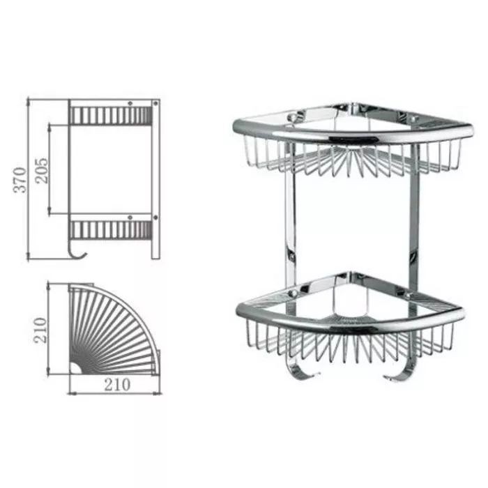 Полиця кутова Frap F352-1, 2-х ярусна, 240х320 мм, нержавіюча сталь, хром Полиця кутова Frap F352-1, 2-х ярусна, 240х320 мм, нержавіюча сталь, хром