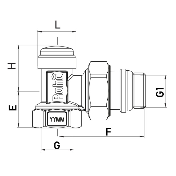 Кран радіаторний Roho R5251-050 - 1/2 Кран радіаторний Roho R5251-050 - 1/2