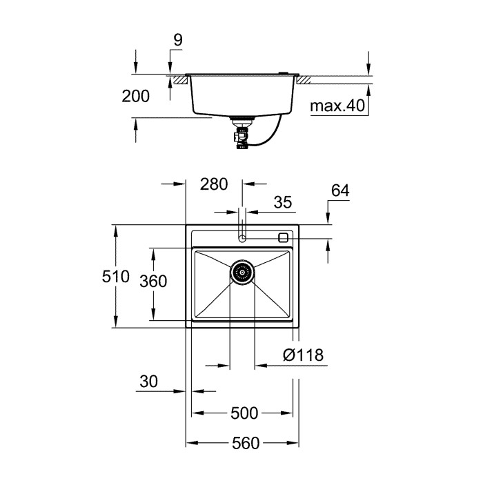 Композитна мийка для кухні Grohe K700 (31651AP0) Композитна мийка для кухні Grohe K700 (31651AP0)