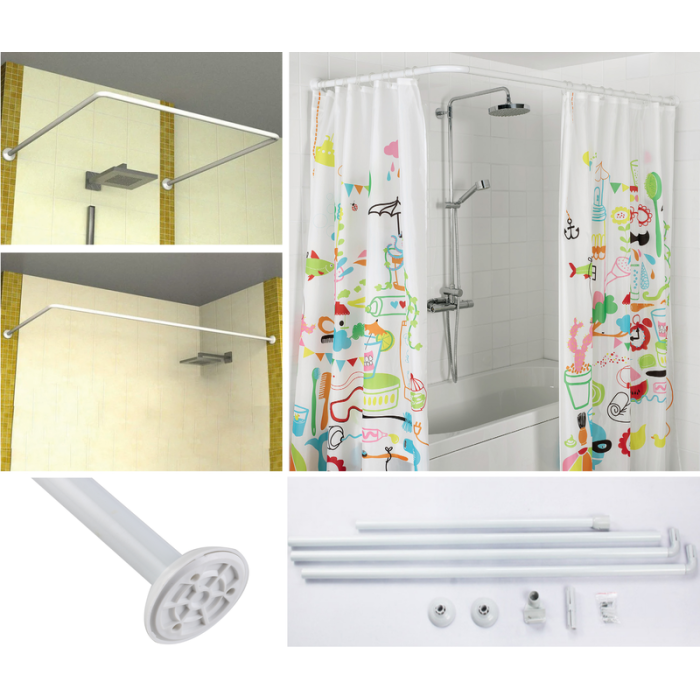 Штанга для шторки П-подібна універсальна Mixxus CRA-U-80x80x80 80x80x80cm, 80x160cm, 240cm (алюміній) (AC3592)