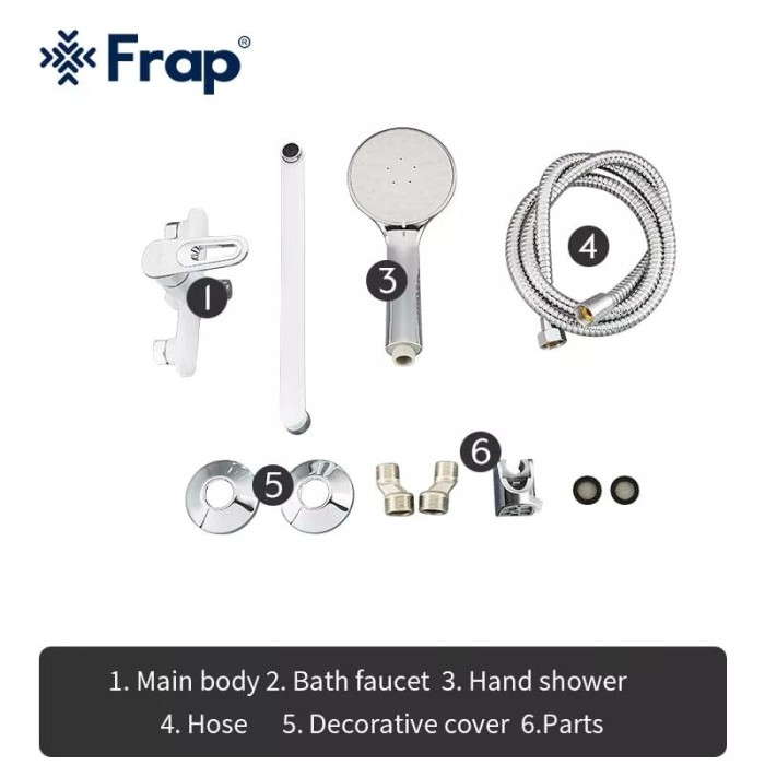 Змішувач для ванни Frap F2249, білий/хром Змішувач для ванни Frap F2249, білий/хром