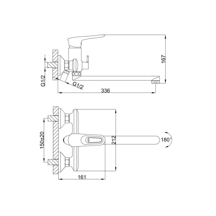 Змішувач для ванни Frap F2249, білий/хром Змішувач для ванни Frap F2249, білий/хром