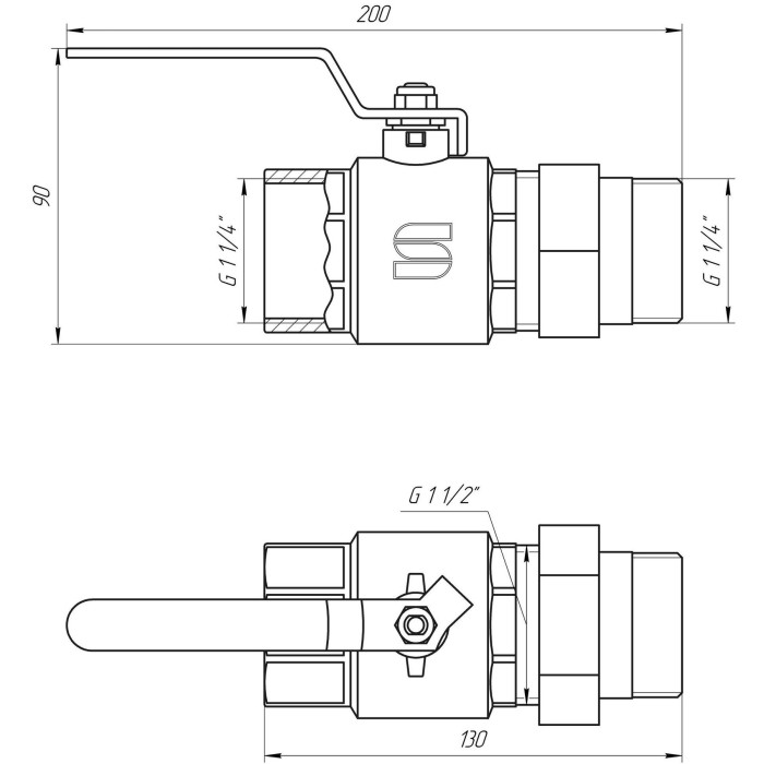 Кран кульовий прямий з американкою SELBA 1 1/4″ КР SL1509 Кран кульовий прямий з американкою SELBA 1 1/4″ КР SL1509