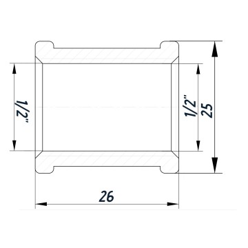 Муфта 1/2″ВВ нержавіюча SM331S OPTIMUM