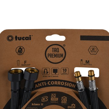 Шланг для змішувача TUCAI TAQ PREMIUM GRIF М10х1/2″ 0,5м. АНТИКОР. AСB ПАРА (Чорний Мат) 209965