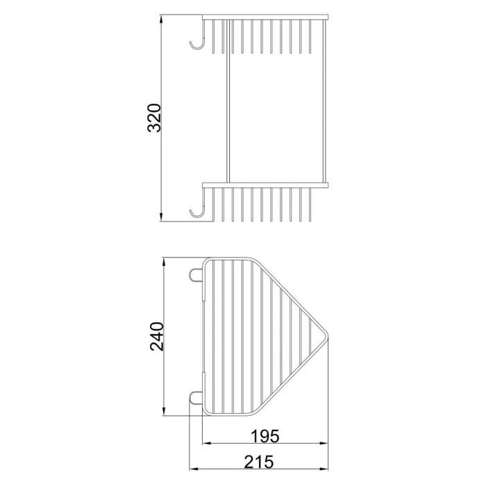 Полиця кутова Frap F335-1, 2-х ярусна, 240х320 мм, хром Полиця кутова Frap F335-1, 2-х ярусна, 240х320 мм, хром