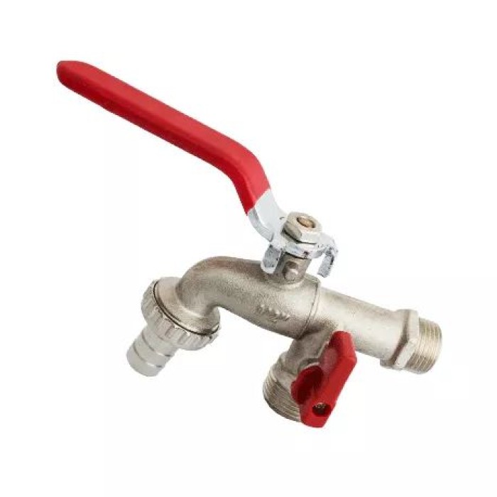 Кран для поливу 1/2" 2 вих. ниж. 3/4" KARRO (KR 12014) {80/8} Кран для поливу 1/2" 2 вих. ниж. 3/4" KARRO (KR 12014) {80/8}