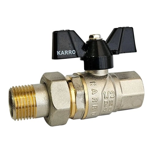 Кран кульовий з американкою KARRO PREMIUM  1/2" (чорний метелик) {64/16}