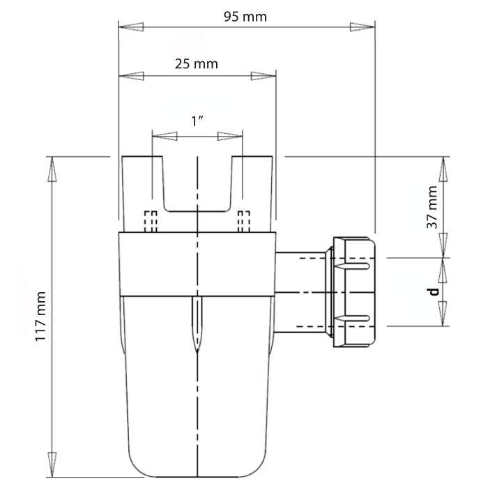 Сифон для групи безпеки Roho R2200-100 - 25x32 (універсальний) (RO0161) Сифон для групи безпеки Roho R2200-100 - 25x32 (універсальний) (RO0161)