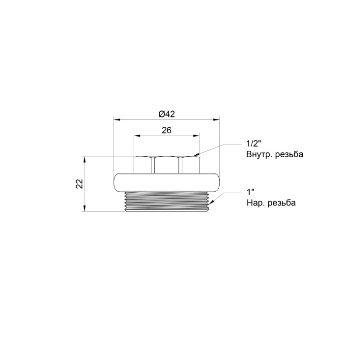 Футорка радіаторна Thermo Alliance Standart 1"х1/2" права SD11615D Футорка радіаторна Thermo Alliance Standart 1"х1/2" права SD11615D
